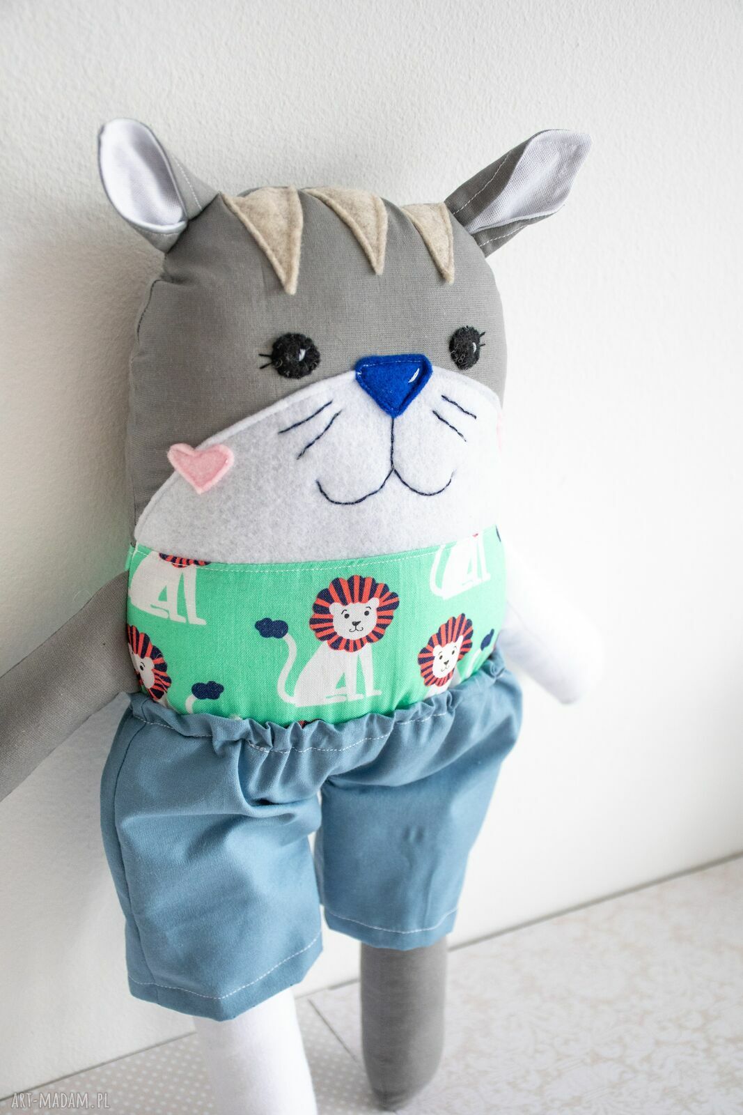 Kotek Tulikotek Adaś 39 cm - ręcznie szyta maskotka