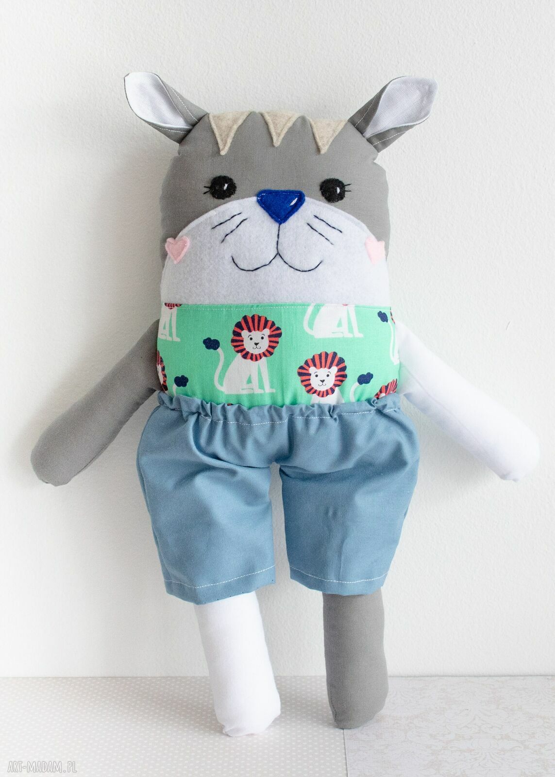 Kotek Tulikotek Adaś 39 cm - ręcznie szyta maskotka