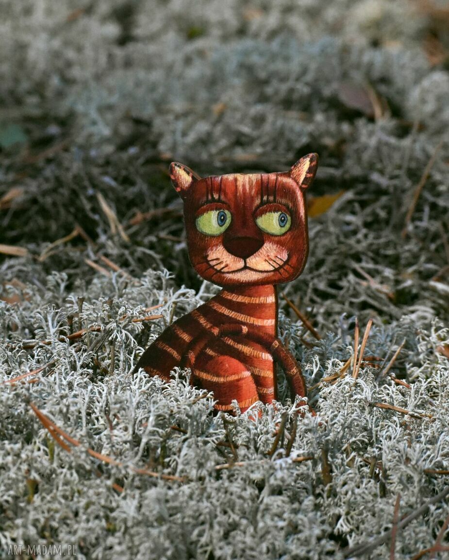 Brązowy Kotełek - magnes na lodówkę handmade