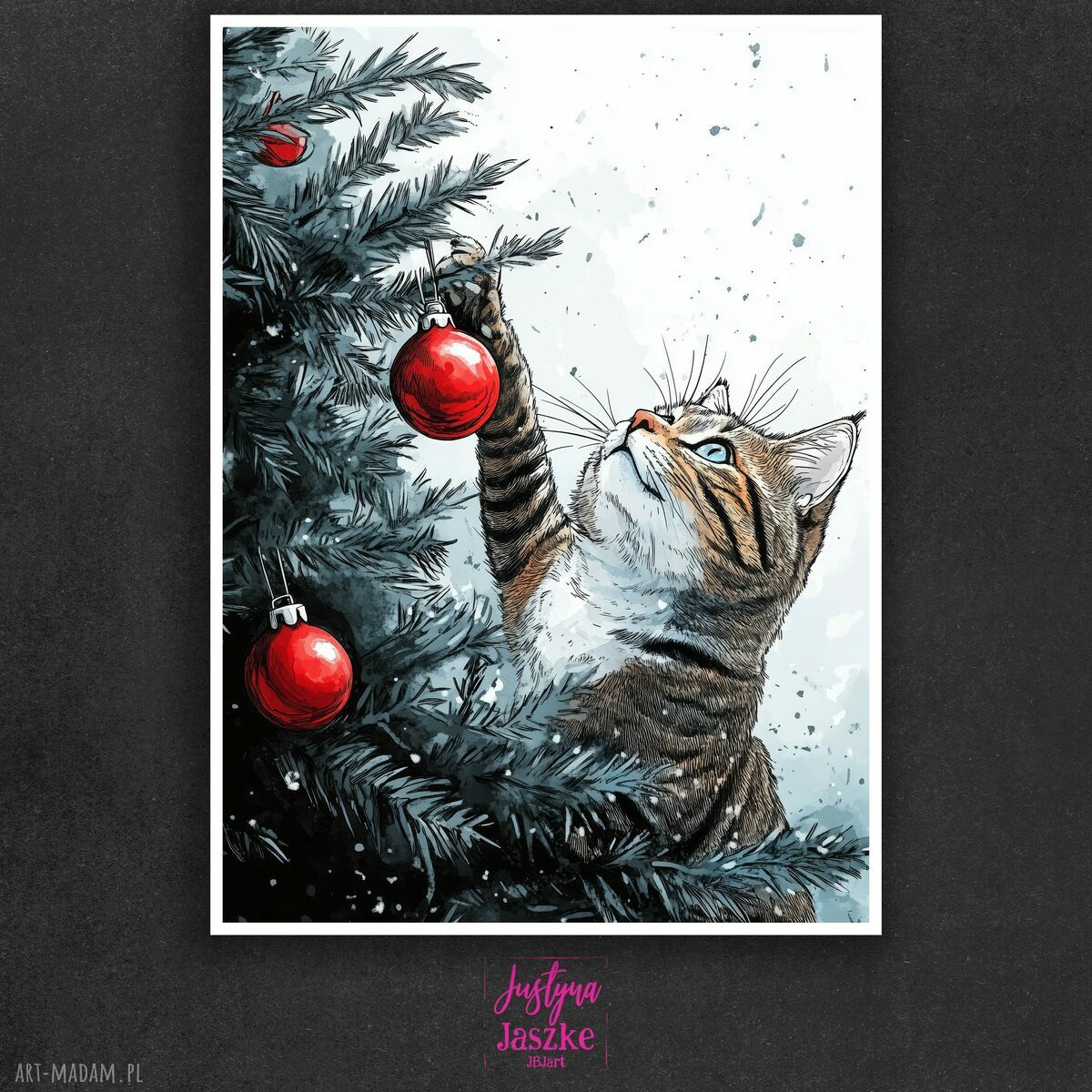 Koty Kochają Choinki - zestaw 9 grafik kocich 13x18 cm