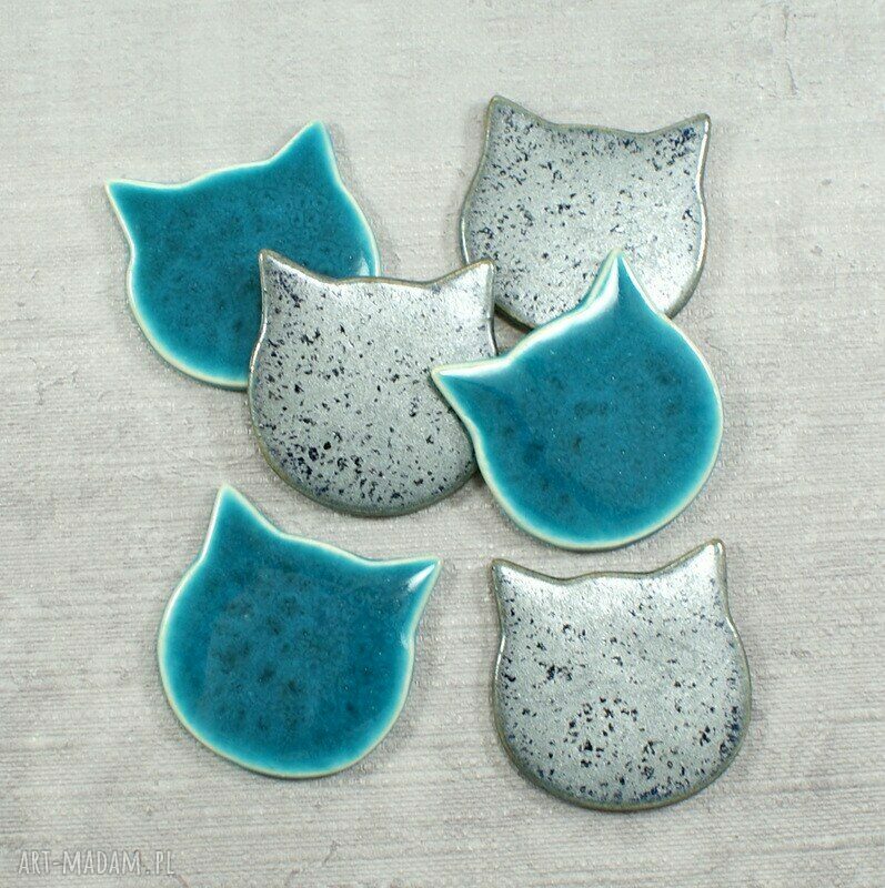 Koty - zestaw 6 magnesów ceramicznych handmade do lodówki