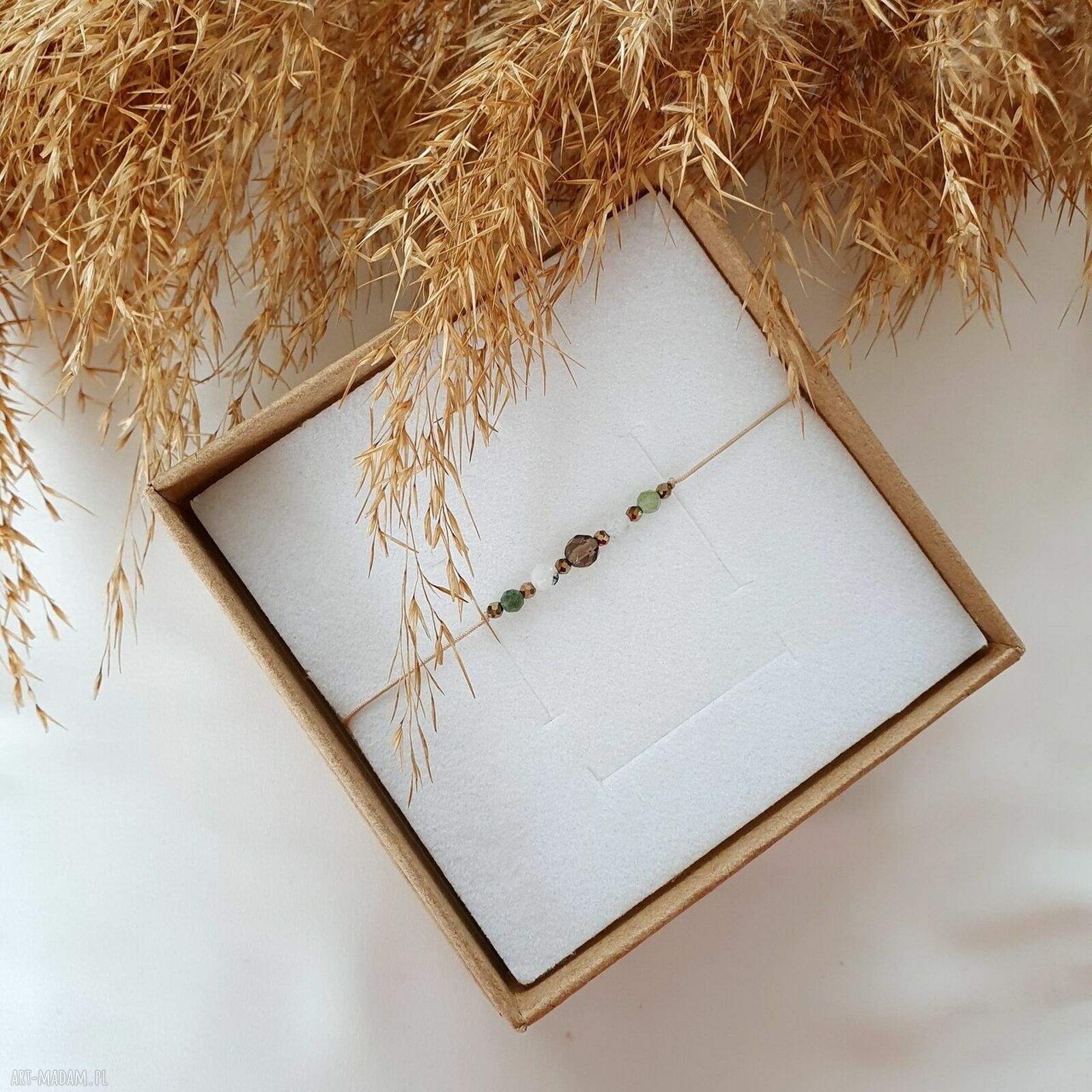 Bransoletka Koziorożec z kamieniem księżycowym, kwarcem dymnym i turmalinem - Lei handmade