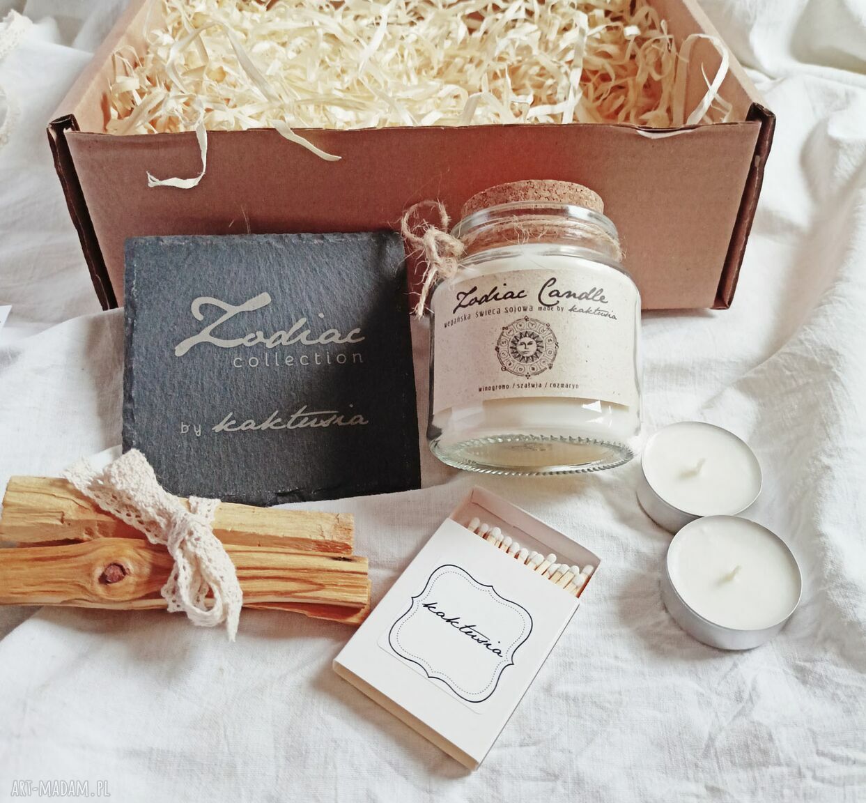 Koziorożec - kaktusiowy box prezentowy z bransoletką zodiakalną