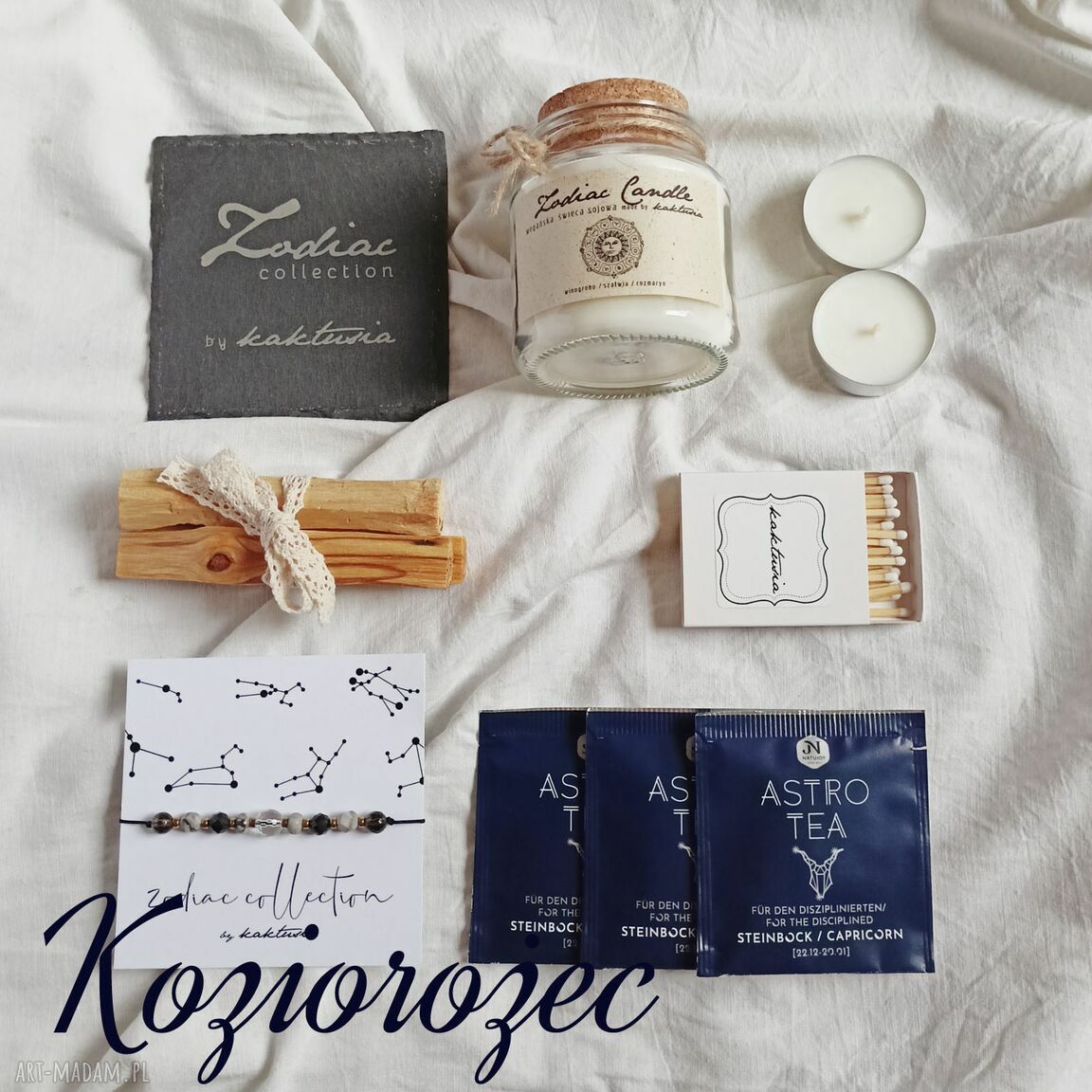 Koziorożec - kaktusiowy box prezentowy z bransoletką zodiakalną