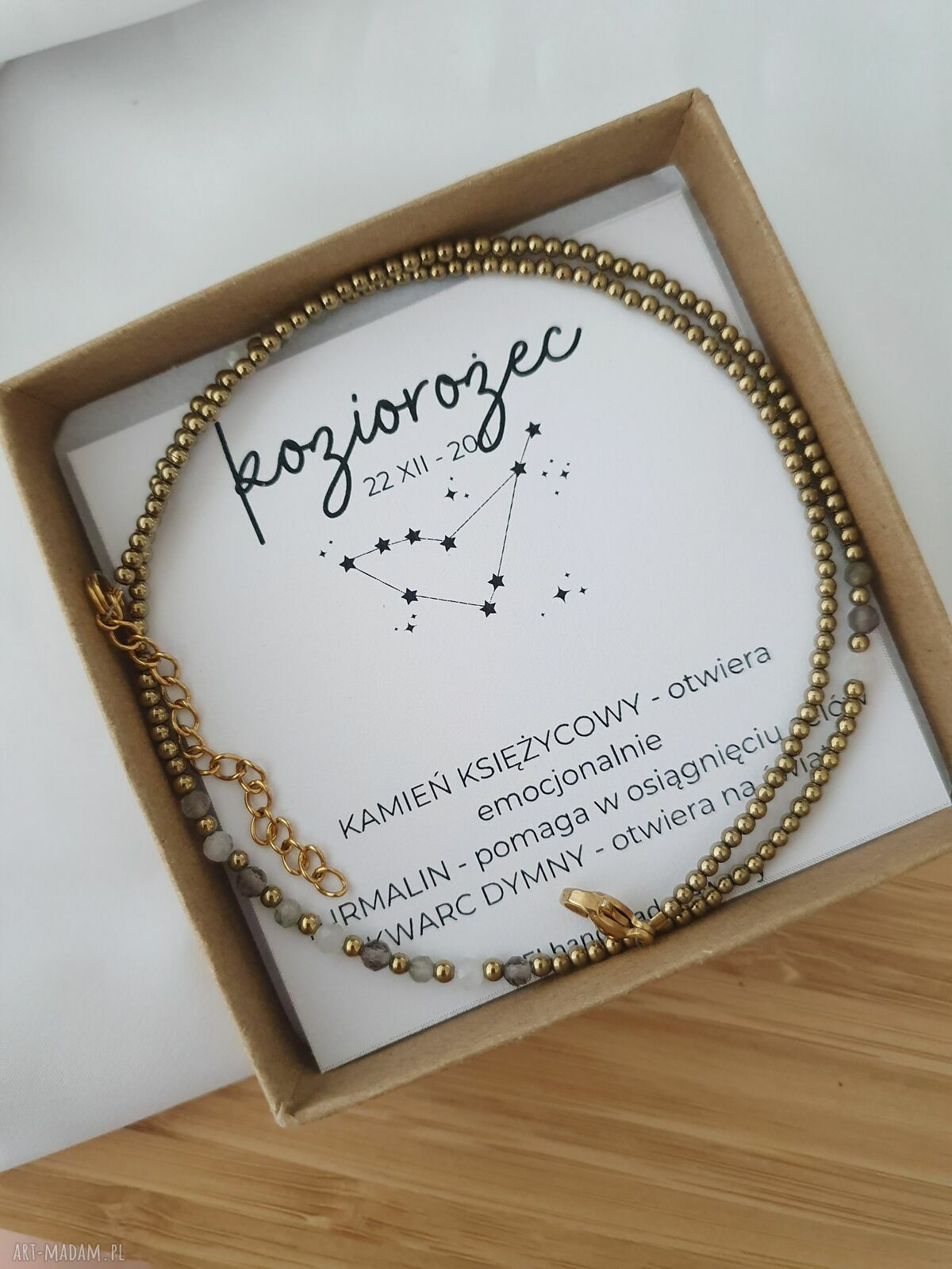 Naszyjnik KOZIOROŻEC - kamienie naturalne i antyalergiczna stal chirurgiczna