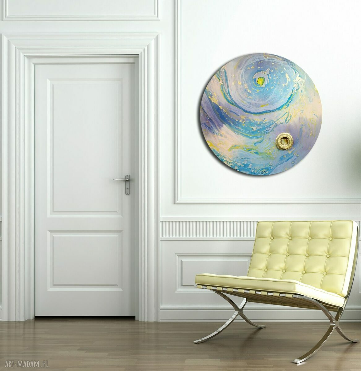 Krajobraz księżycowy 8 - obraz kosmosu z techniką ebru (60 cm)