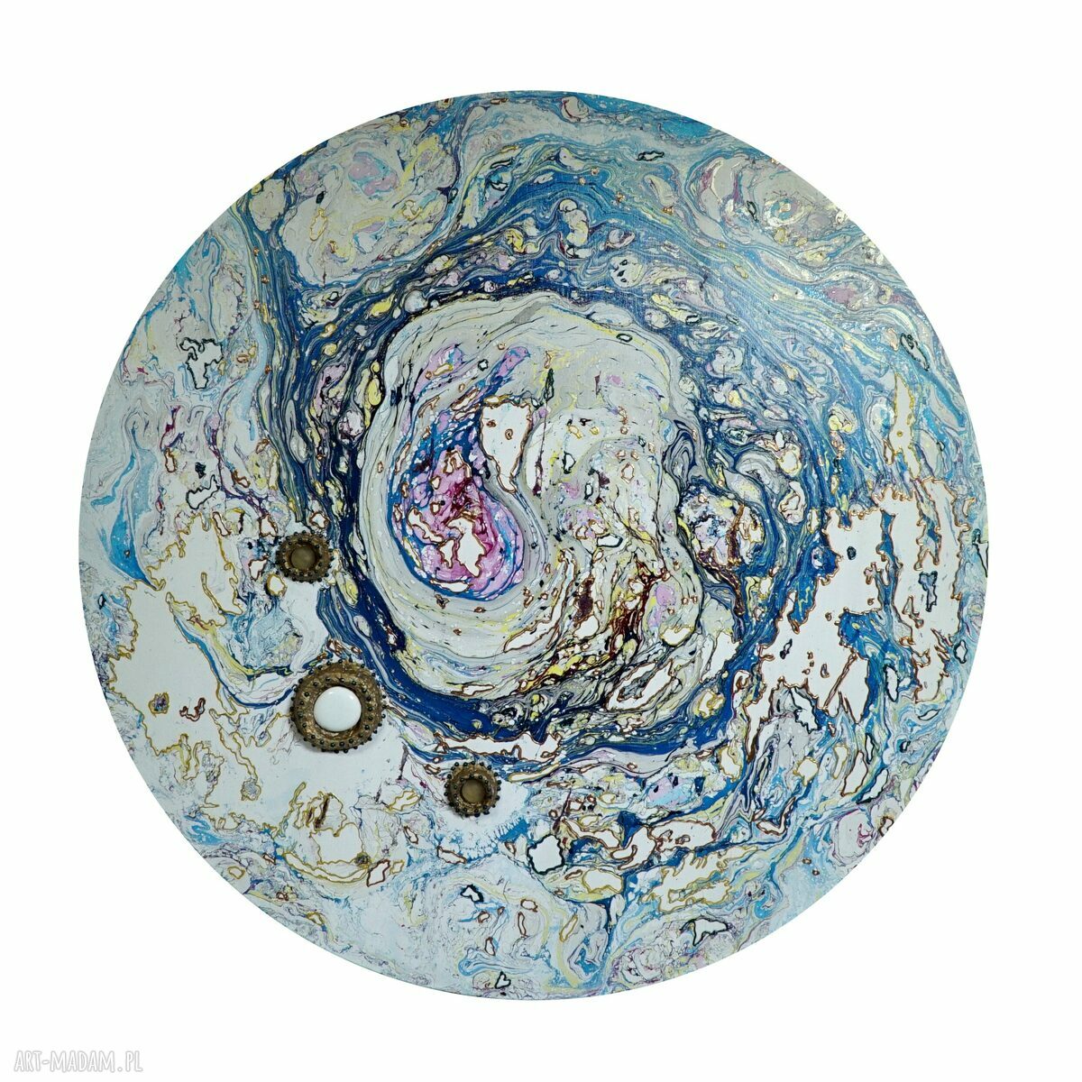 Krajobraz księżycowy 2 - obraz ręcznie malowany ebru (koło 74,5 cm)