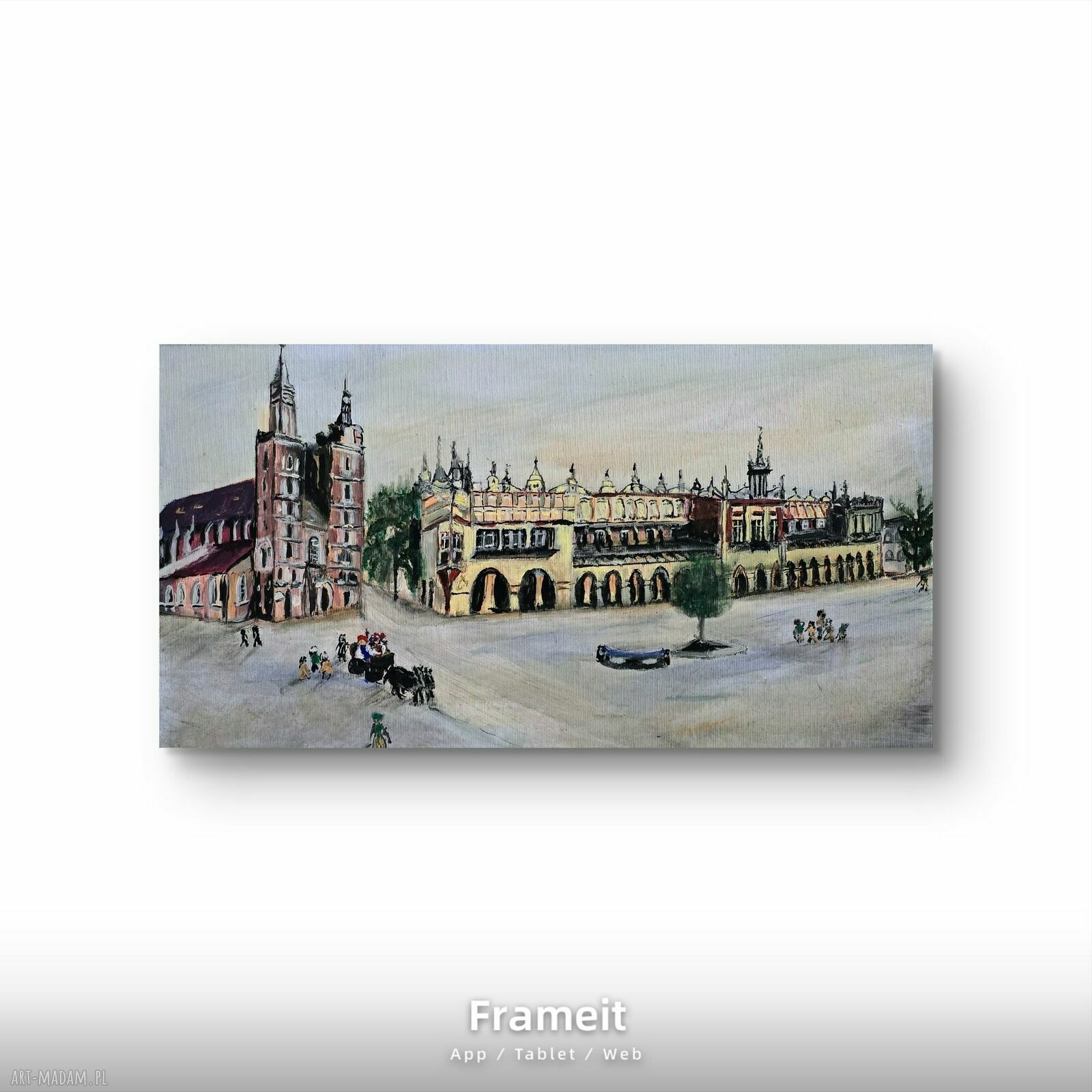Obraz „Kraków Rynek” - ręcznie malowany, gotowy do zawieszenia 30x50 cm
