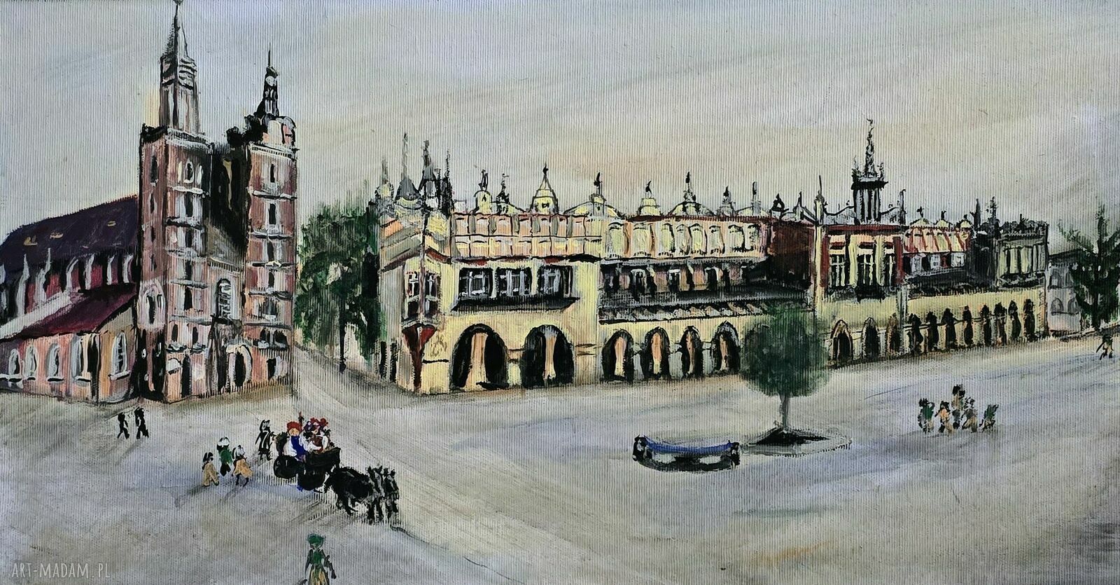 Obraz „Kraków Rynek” - ręcznie malowany, gotowy do zawieszenia 30x50 cm