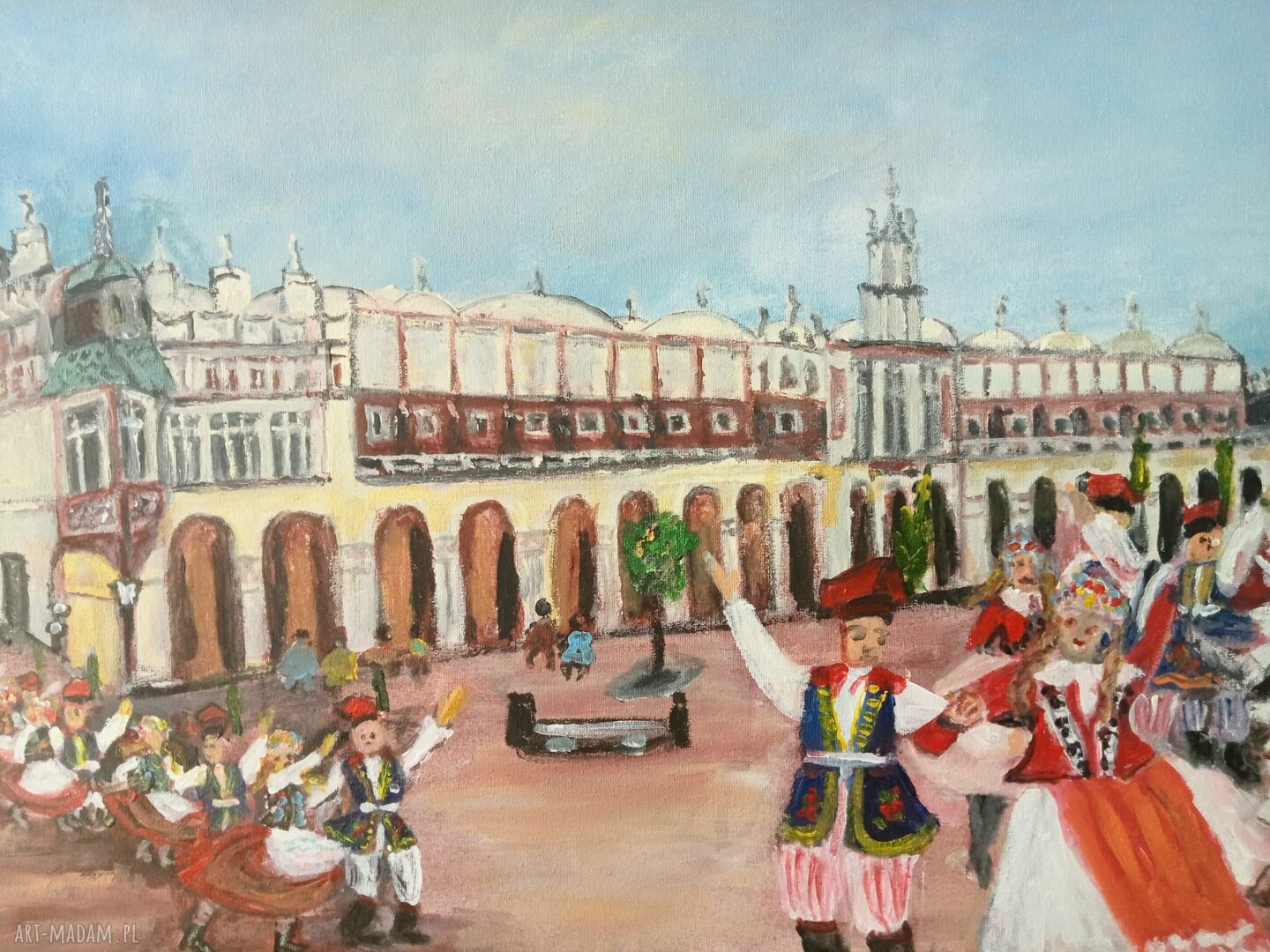 Kraków Sukiennice - obraz akrylowy ręcznie malowany na blejtramie 80x40 cm