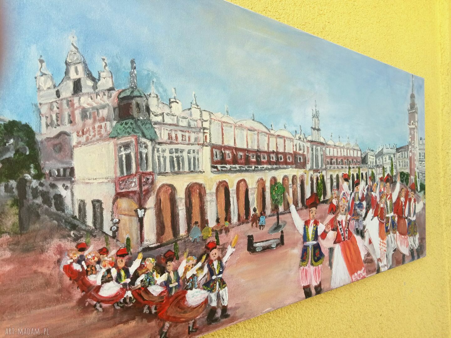 Kraków Sukiennice - obraz akrylowy ręcznie malowany na blejtramie 80x40 cm