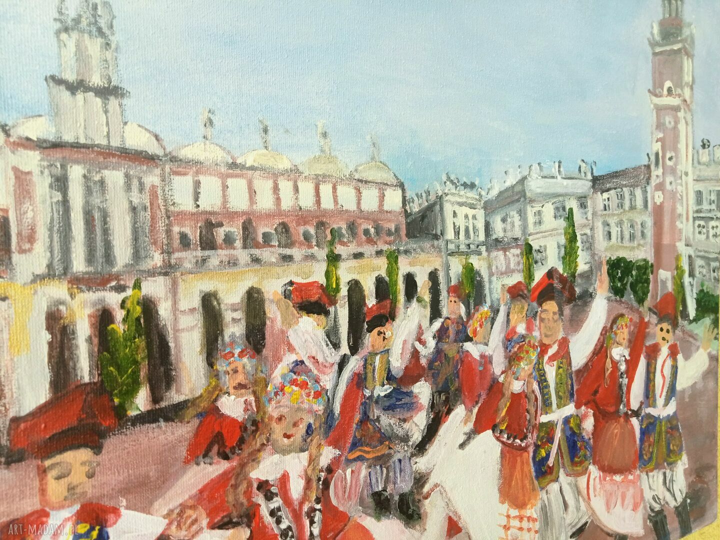 Kraków Sukiennice - obraz akrylowy ręcznie malowany na blejtramie 80x40 cm