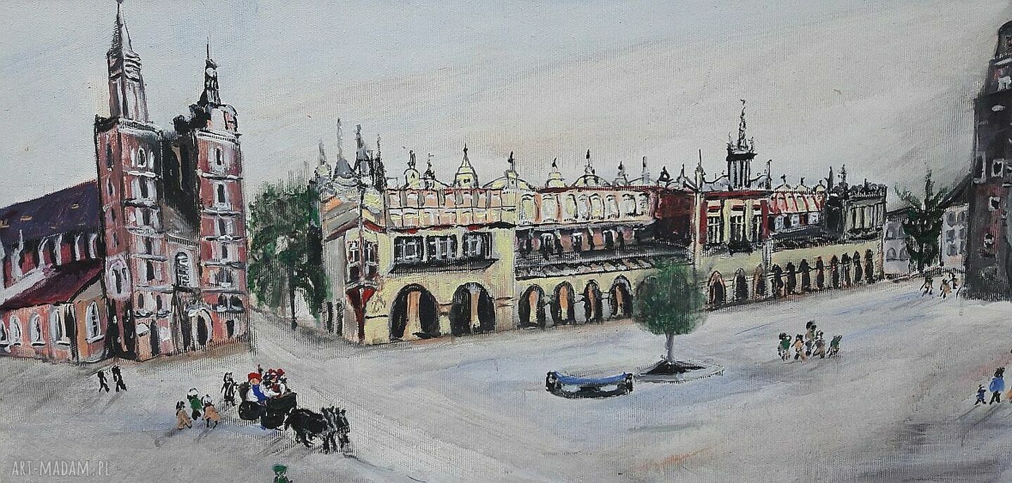 Kraków Sukiennice - ręcznie malowany obraz akrylowy 30x60 cm