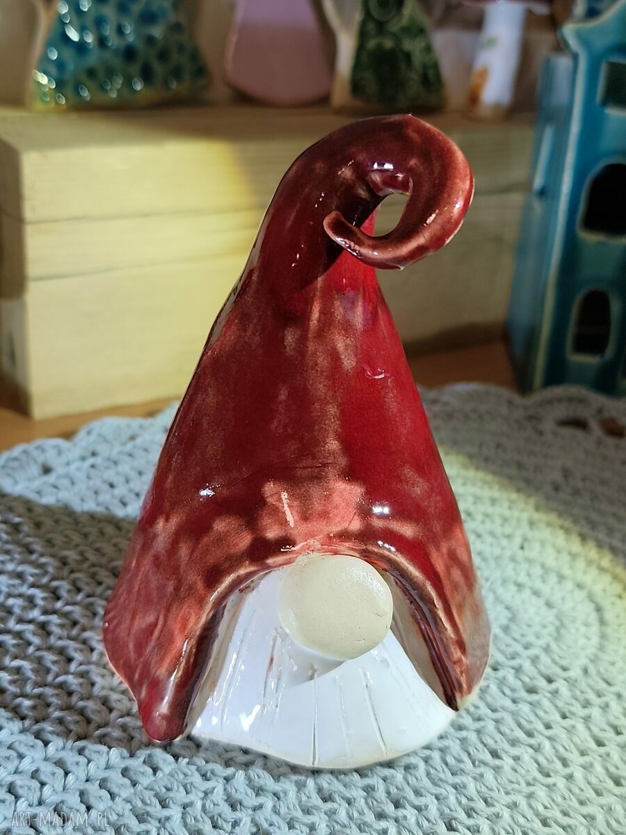 Krasnal ceramiczny 15 - ozdoba bożonarodzeniowa handmade ok. 14 cm