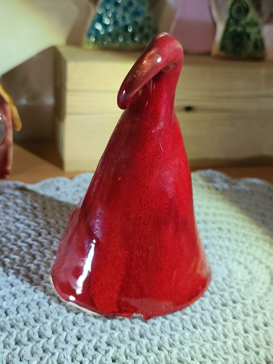 Krasnal ceramiczny na Boże Narodzenie - handmade, ok. 14 cm