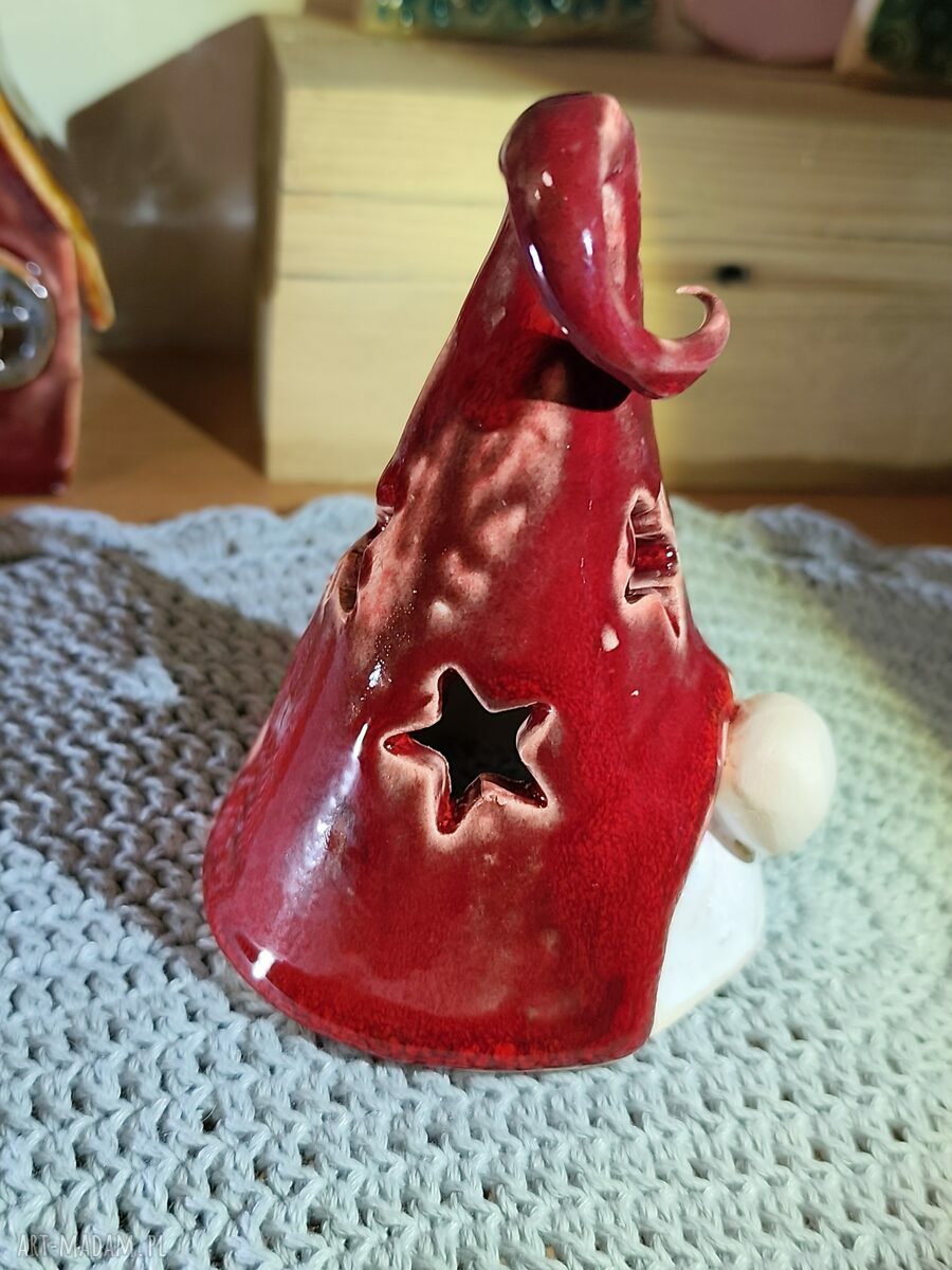 Bożonarodzeniowy krasnal ceramiczny - lampion 14 cm "Wolna Chwila"