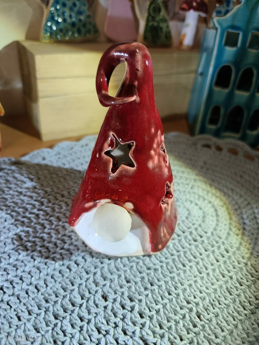 Bożonarodzeniowy krasnal ceramiczny - lampion 14 cm "Wolna Chwila"