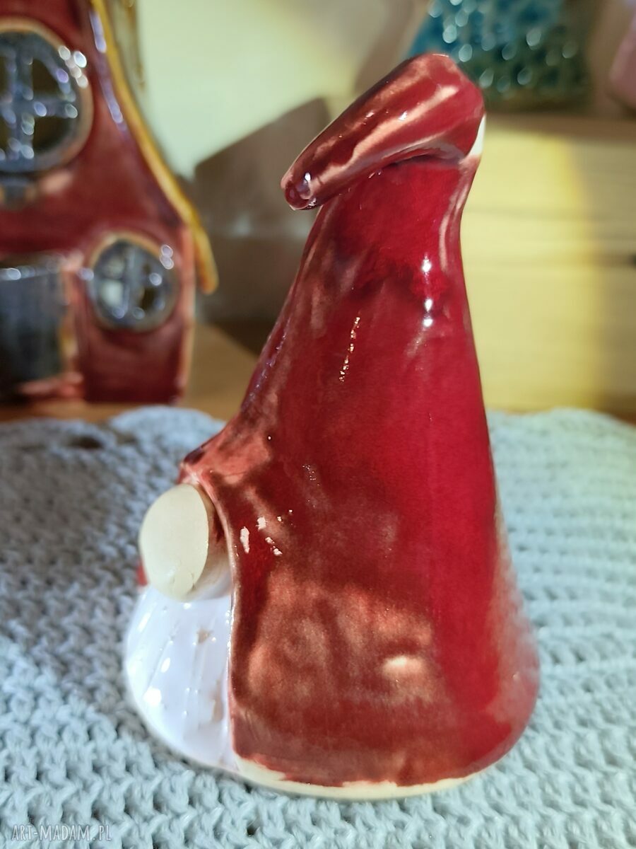 Krasnal ceramiczny 15 - ozdoba bożonarodzeniowa handmade (ok. 14 cm)