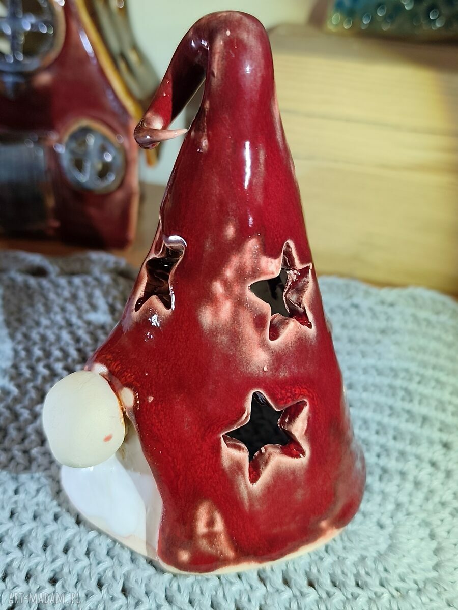Bożonarodzeniowy krasnal ceramiczny - lampion 14 cm "Wolna Chwila"