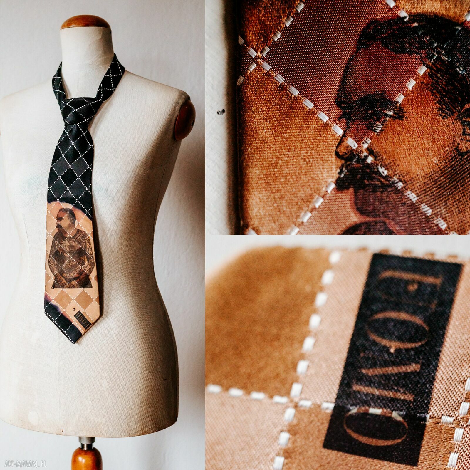 Krawat Uomo dla niej i dla niego - 100% pure silk, autorski jedwabny żakard