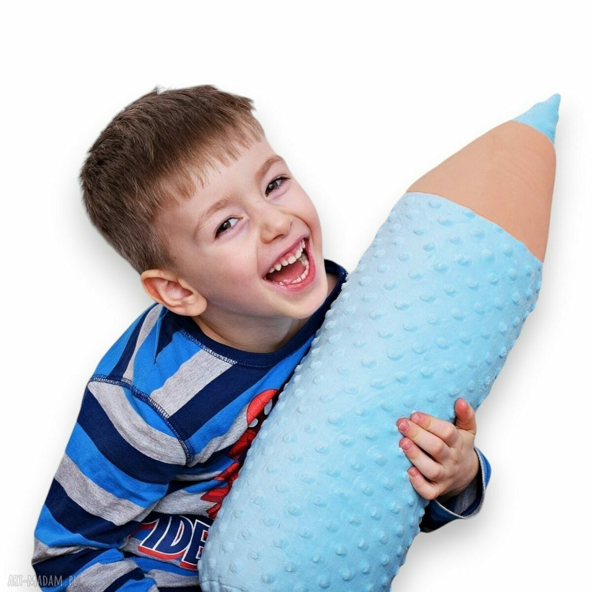 Poduszka minky kredka 60x15 cm - błękitny wałek zagłówek i ochraniacz