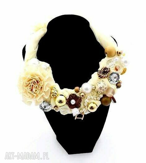 KREMOWY naszyjnik handmade