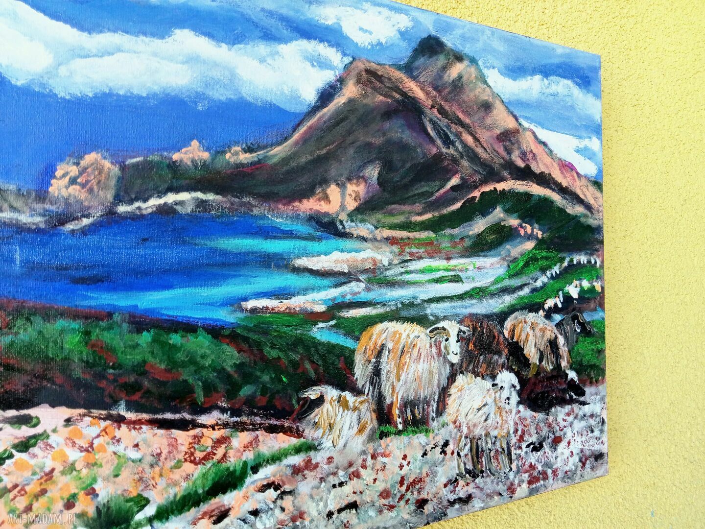 Kreta - wyspa owcza - ręcznie malowany obraz akrylowy 50x40x2 cm
