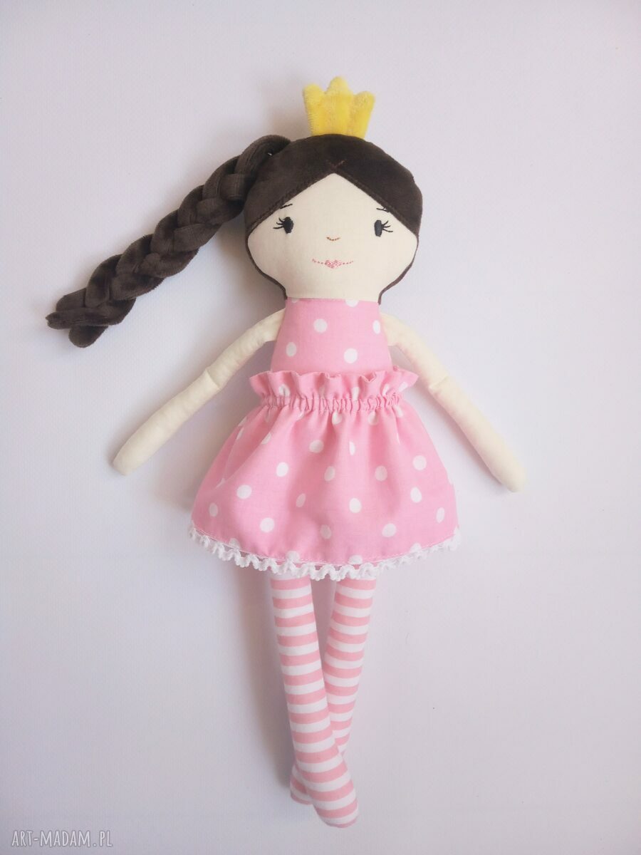 Lalka Królewna - ręcznie szyta lalka szmaciana 38 cm z koroną