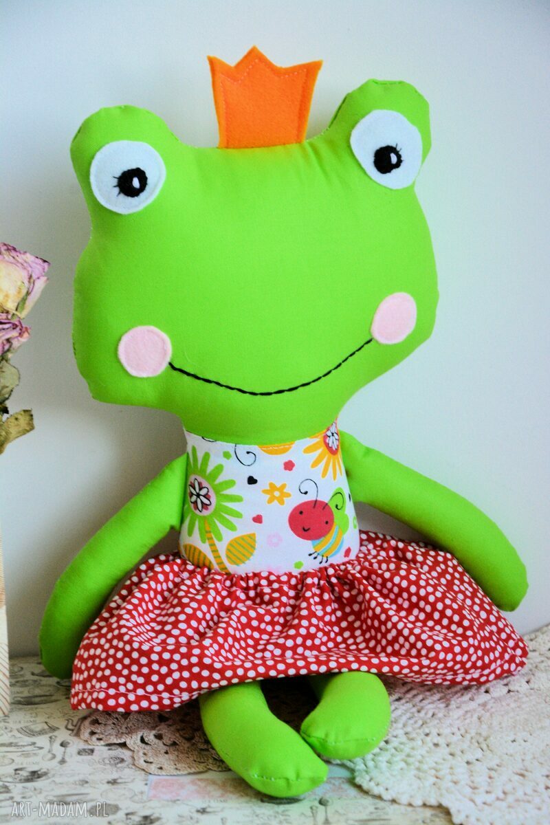 Królewna zaczarowana w żabkę Ula 45 cm - miękka przytulanka handmade
