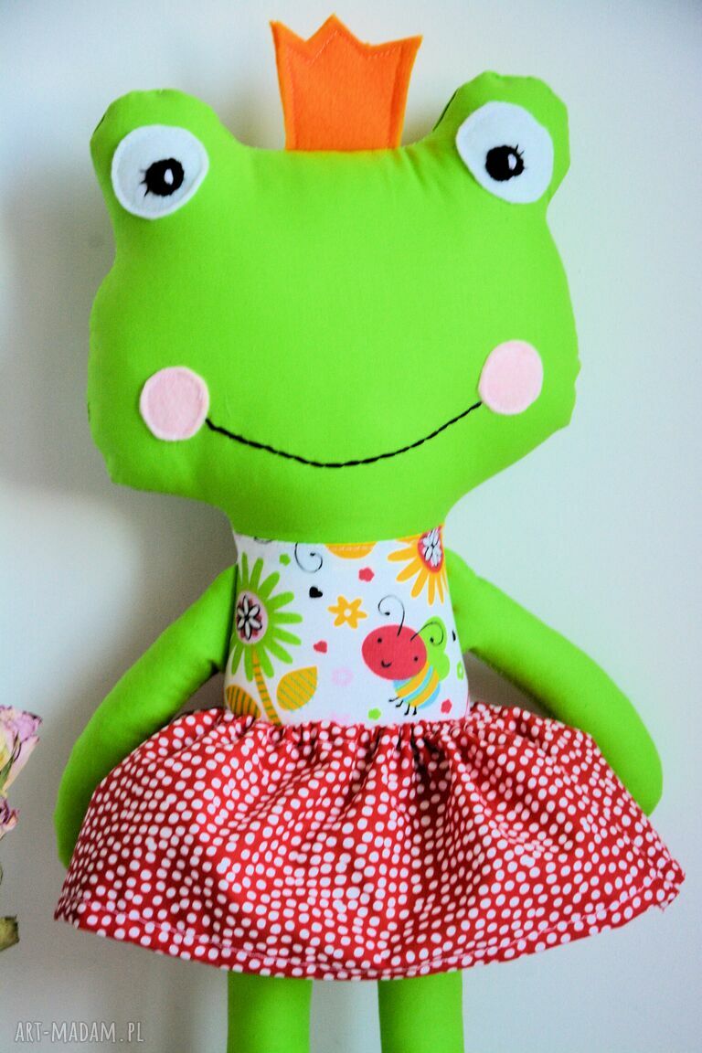 Królewna zaczarowana w żabkę Ula 45 cm - miękka przytulanka handmade