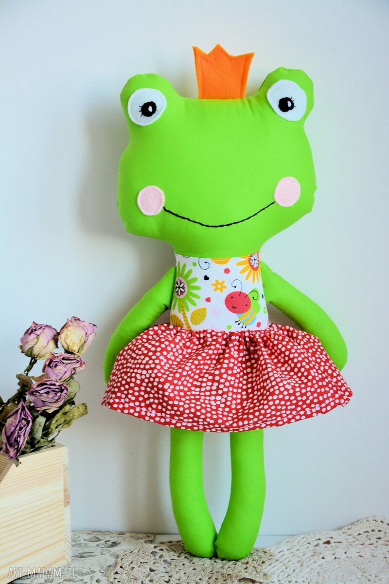 Królewna zaczarowana w żabkę Ula 45 cm - miękka przytulanka handmade