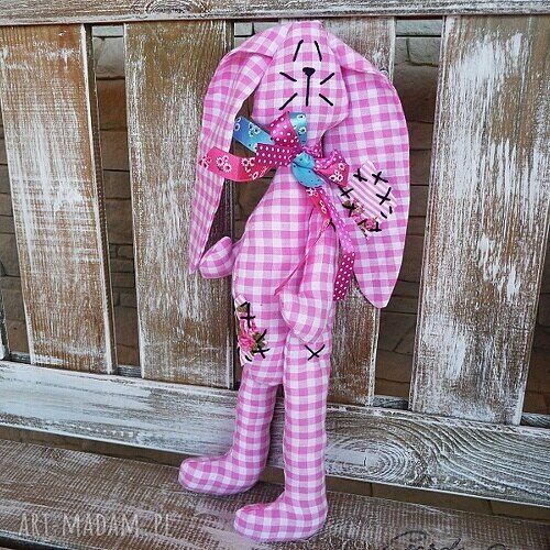 Króliczek Nuna - ręcznie szyty królik 40 cm z lnu lub bawełny