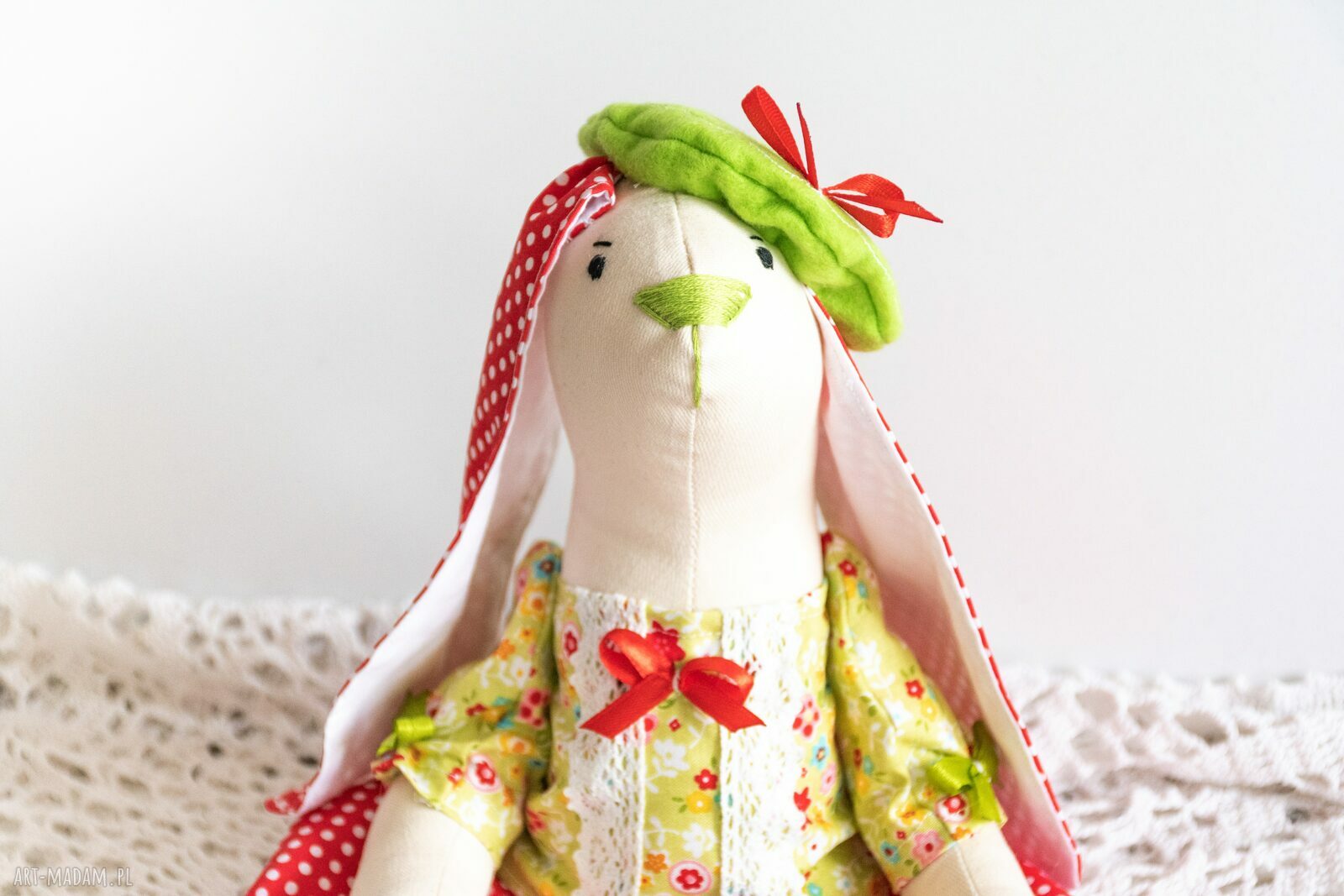 Króliczek Céline - seria Vive la France - ręcznie szyta maskotka wielkanocna 37 cm