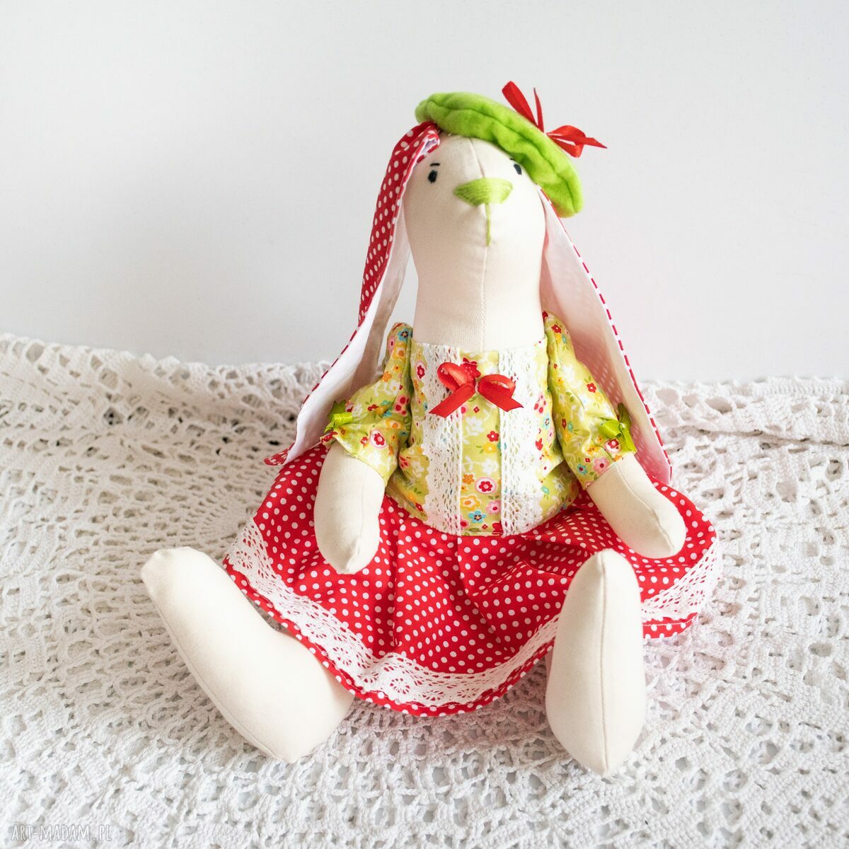 Króliczek Céline - seria Vive la France - ręcznie szyta maskotka wielkanocna 37 cm