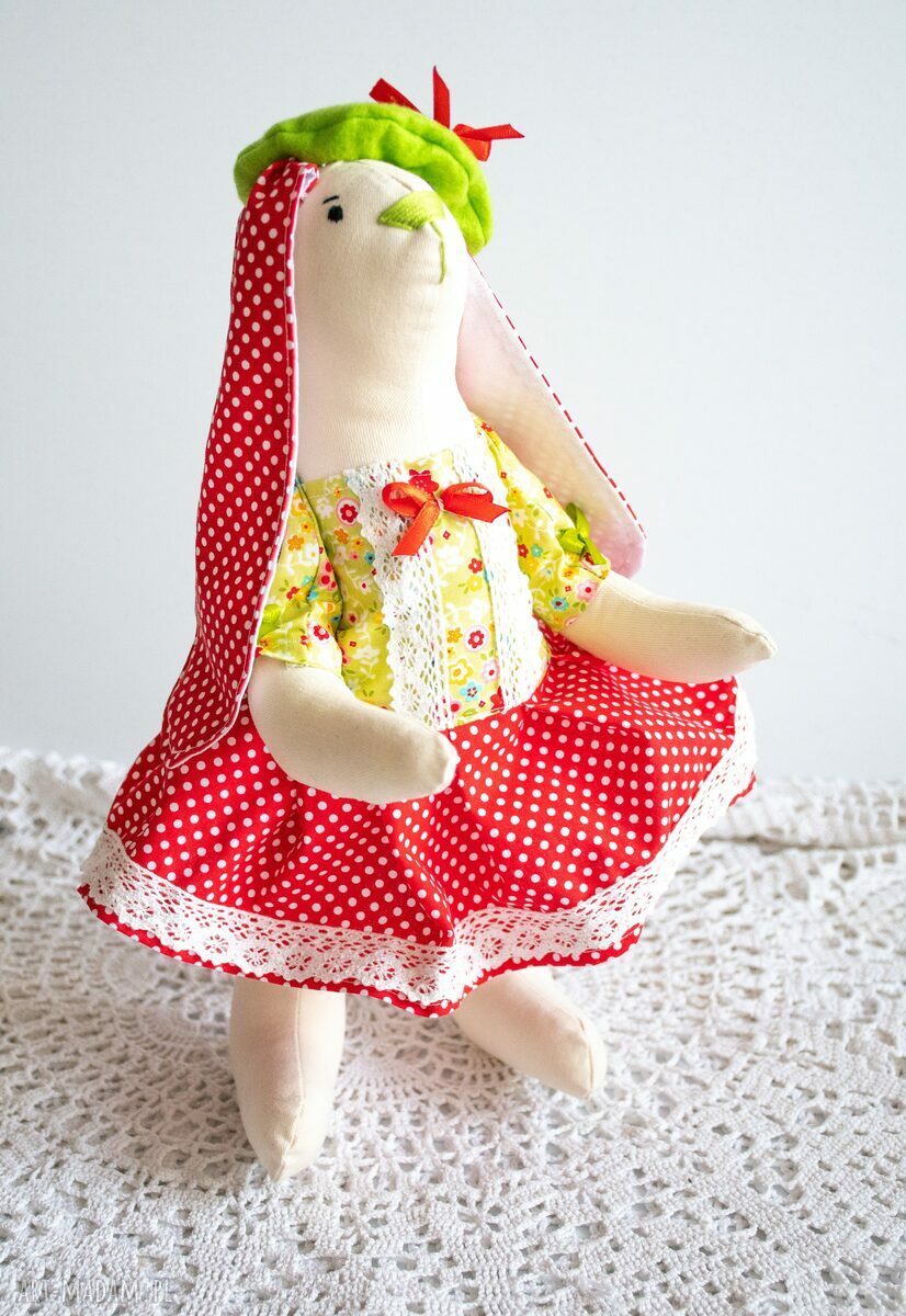 Króliczek Céline - seria Vive la France - ręcznie szyta maskotka wielkanocna 37 cm