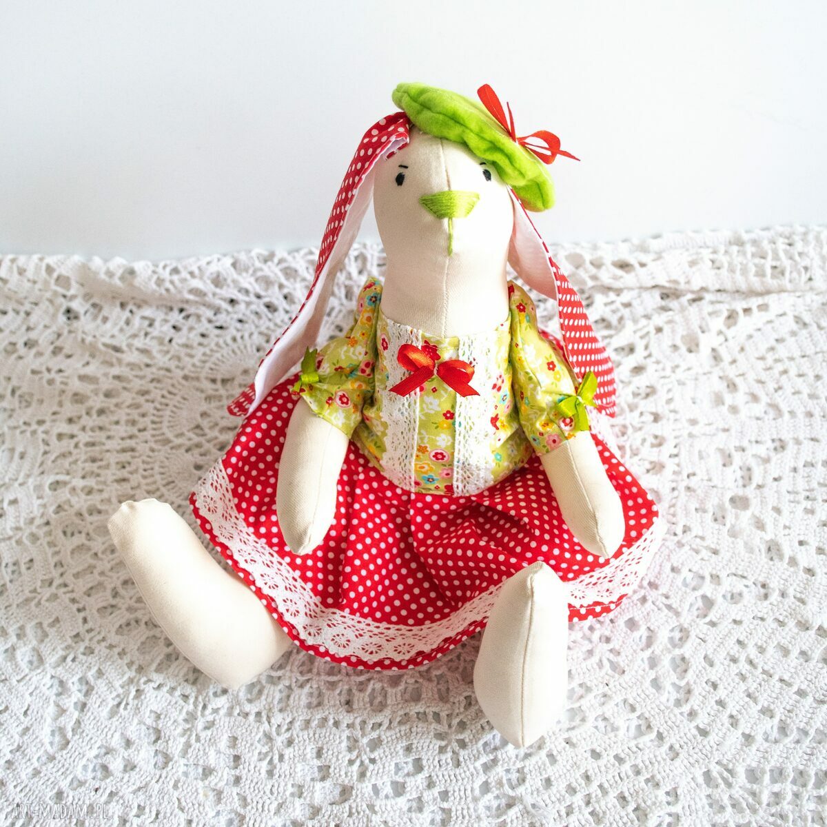 Króliczek Céline - seria Vive la France - ręcznie szyta maskotka wielkanocna 37 cm