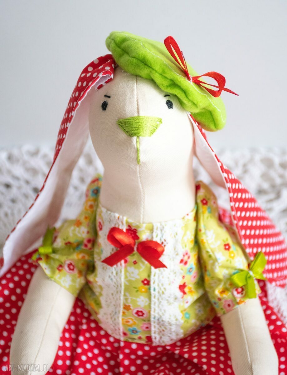Króliczek Céline - seria Vive la France - ręcznie szyta maskotka wielkanocna 37 cm