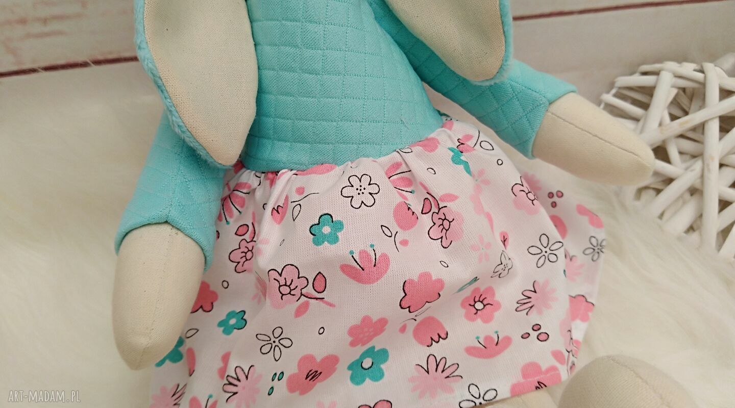 Króliczek Tilda przytulanka z bawełny 38 cm - antyalergiczna i gotowa na prezent