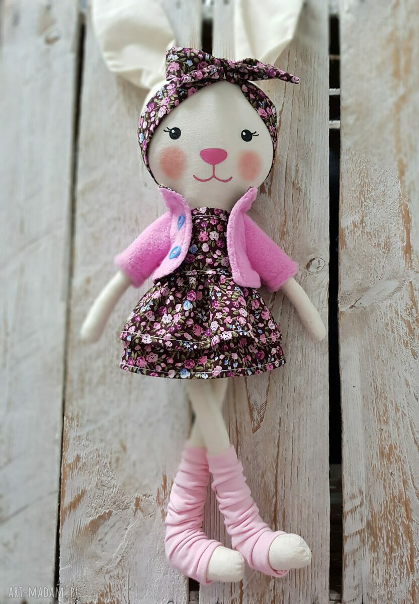 Króliczka Martynka - ręcznie robiona przytulanka z bawełny, ok. 40 cm