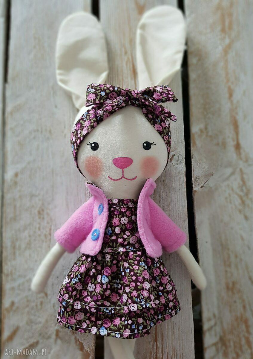 Króliczka Martynka - ręcznie robiona przytulanka z bawełny, ok. 40 cm