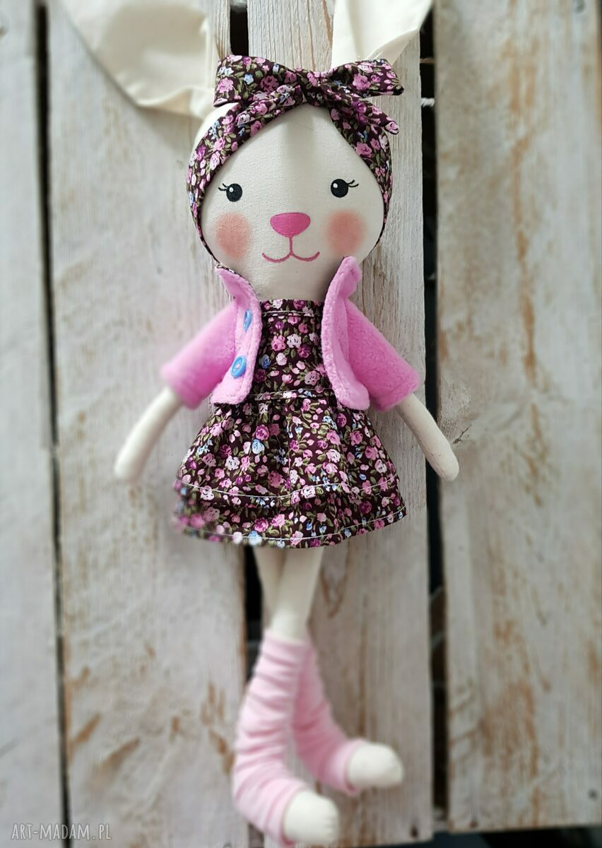 Króliczka Martynka - ręcznie robiona przytulanka z bawełny, ok. 40 cm