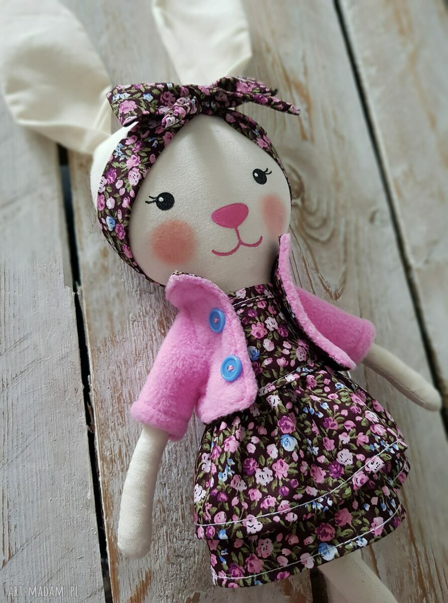 Króliczka Martynka - ręcznie robiona przytulanka z bawełny, ok. 40 cm
