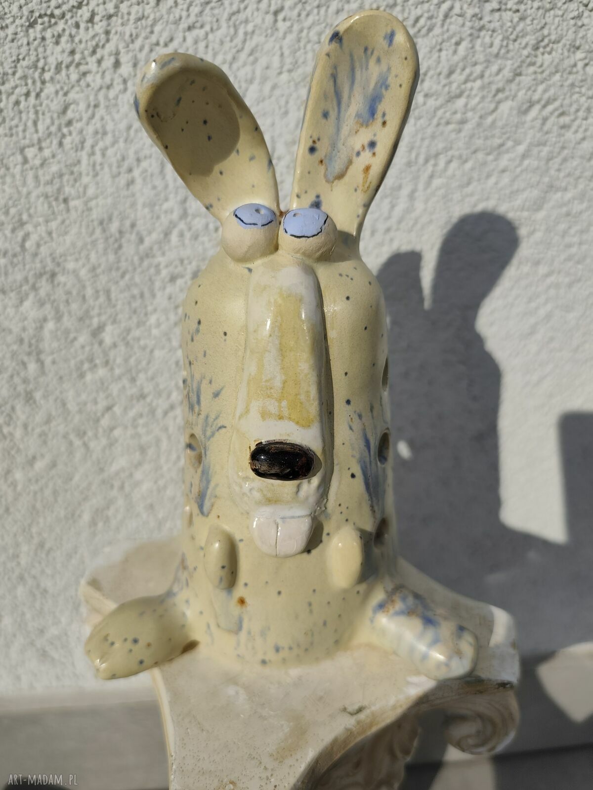 Królik ceramiczny lampion wielkanocny - ręcznie wykonana dekoracja