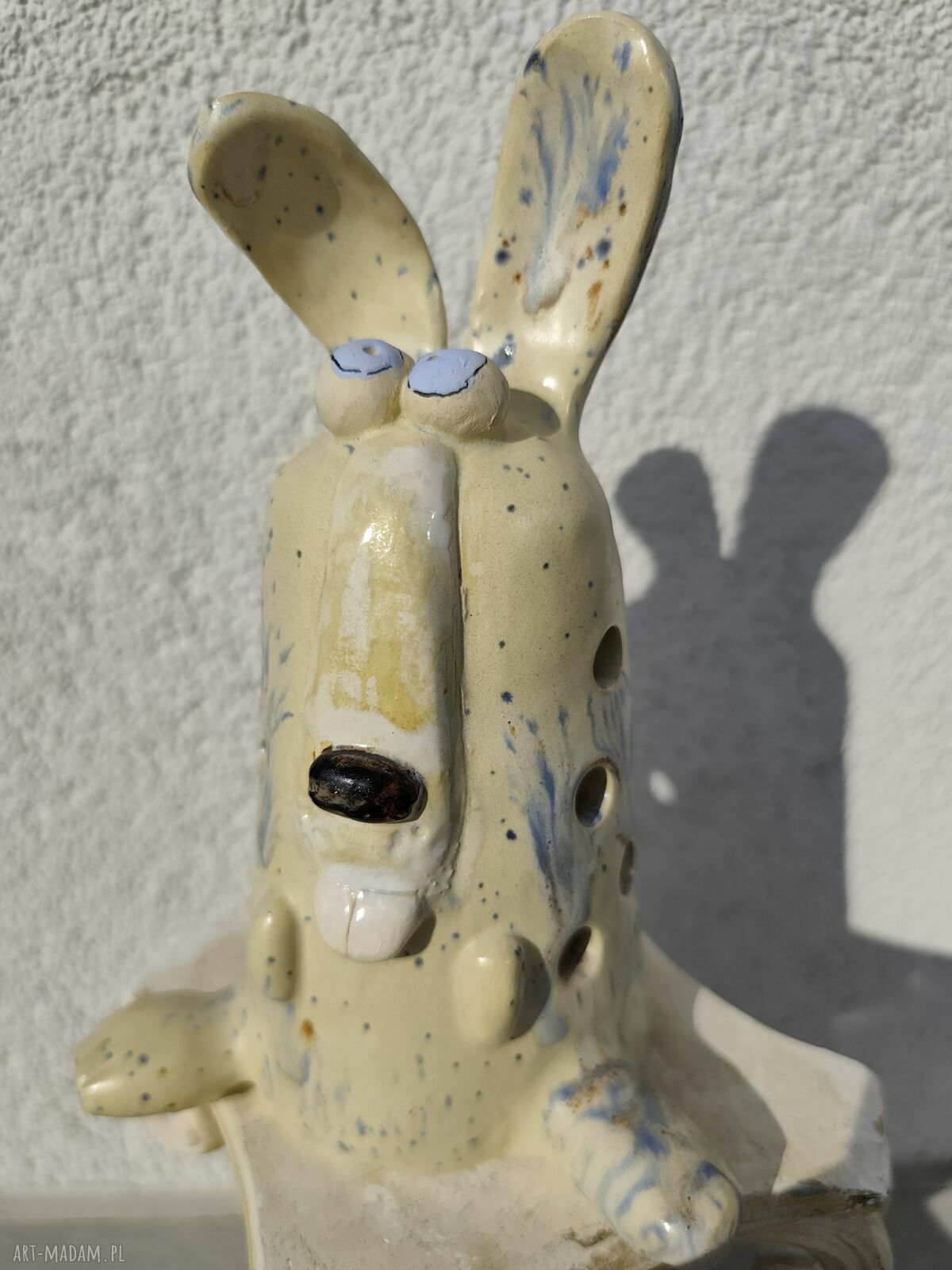 Królik ceramiczny lampion wielkanocny - ręcznie wykonana dekoracja