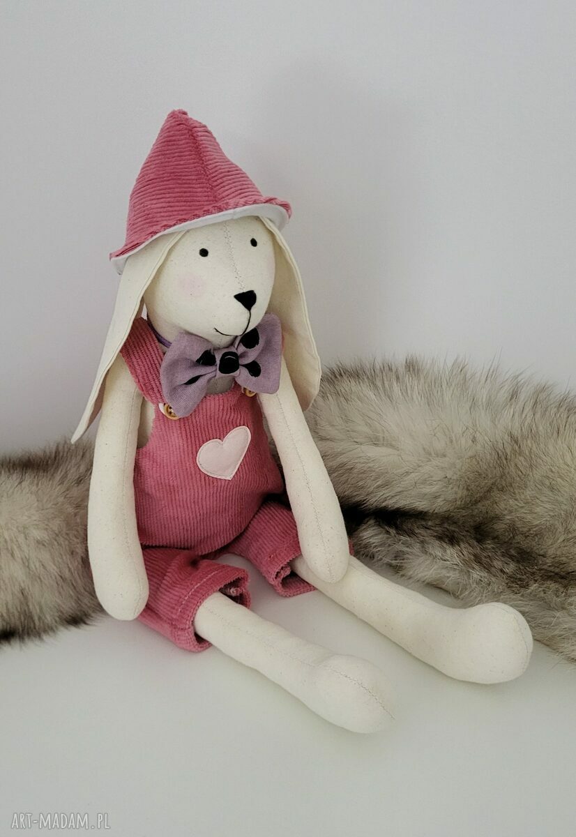 Królik króliczek z personalizacją - miękka przytulanka handmade 43 cm