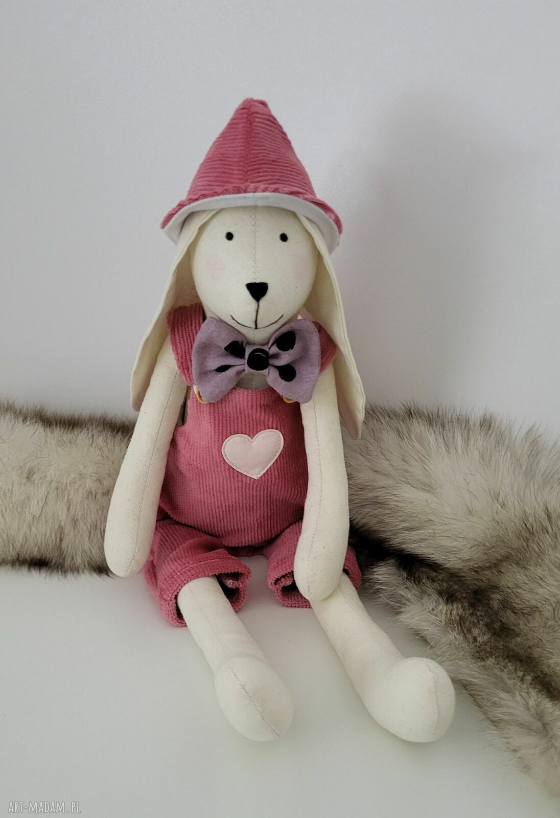 Królik króliczek z personalizacją - miękka przytulanka handmade 43 cm