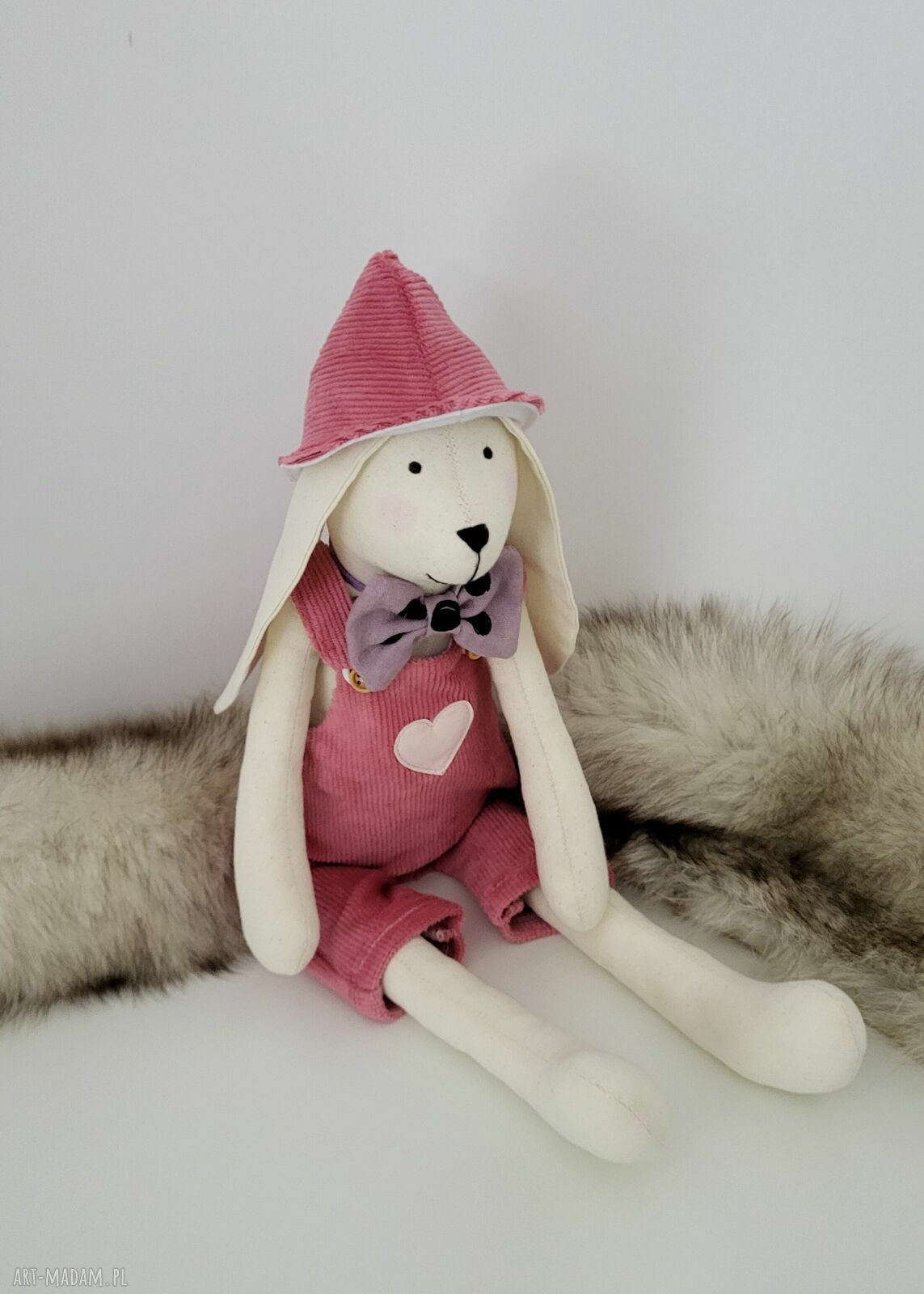 Królik króliczek z personalizacją - miękka przytulanka handmade 43 cm