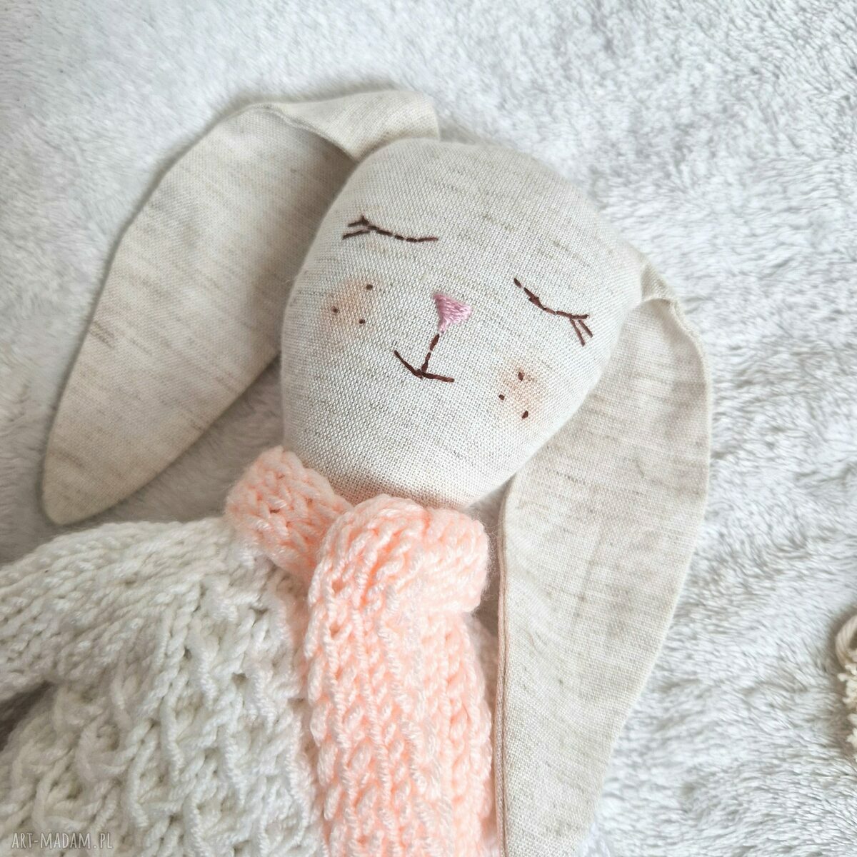 Lalka królik Tilda - ręcznie szyta z lnu, ok. 38 cm