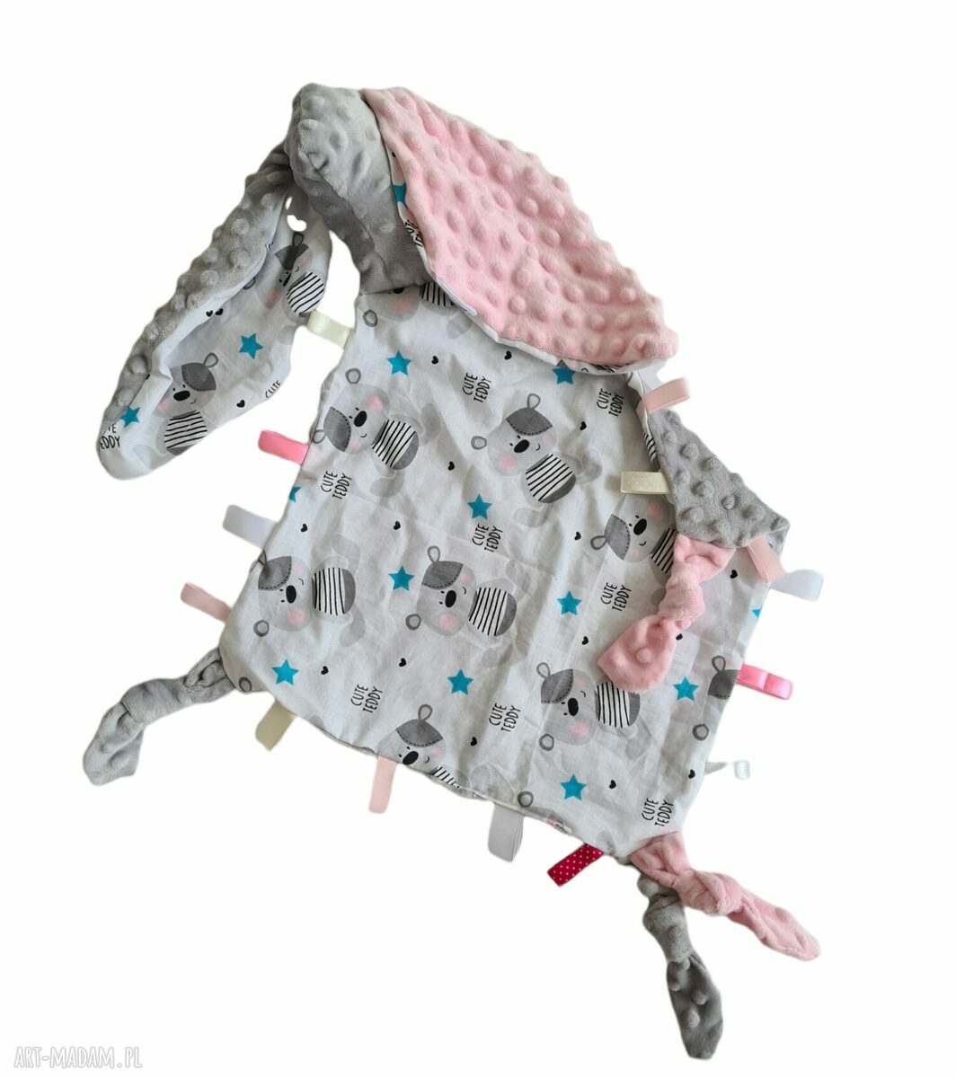 Królik przytulanka do spania - metkowiec z minky 33x33 cm