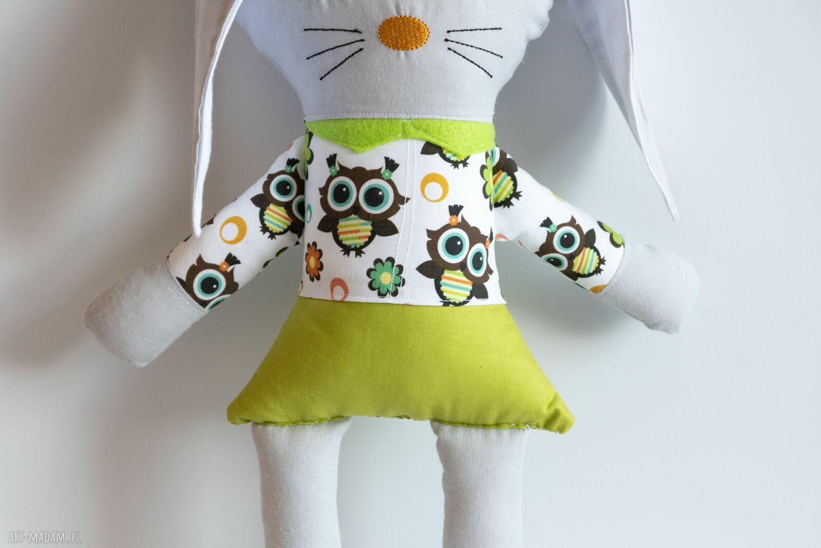 Królik Szarak „Romantyczna Emma” 37 cm - ręcznie szyta maskotka dla dziewczynki